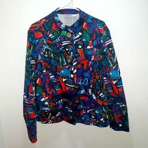 Chico’s Abstract Print Blazer Chicos Sz 3 (16)